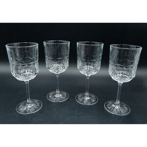 IKEA Sallskaplig Wine Glass Clear Patterned Stemware 9oz 404.728.99 Set 4